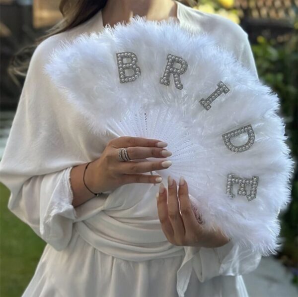 Non-Foldable Faux Pearl & Feather