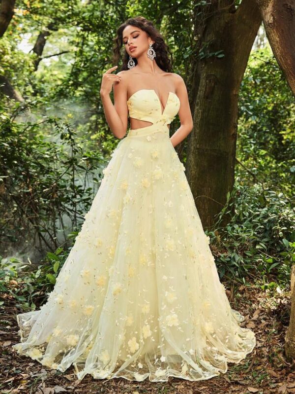 Florals Yellow Long Dress - Image 4