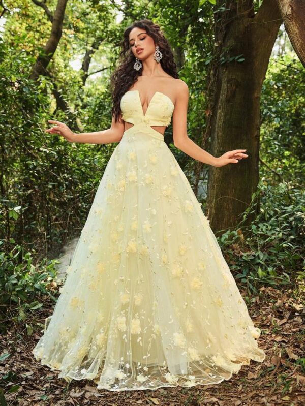 Florals Yellow Long Dress